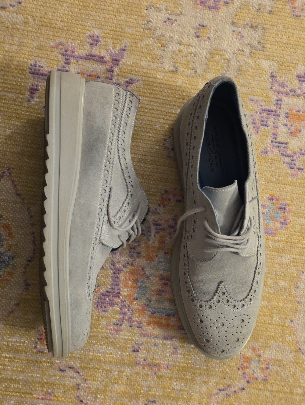 MARK NASON x SKECHERS | Men's Suede Wingtip Oxfords in Light Gray/Green